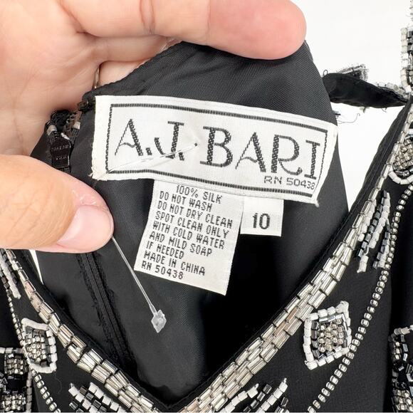 Vintage Y2K 90's Silk Whimsigoth Dark Romantic Hi-Lo Beaded Formal Dress Size 10 - Picture 7 of 10